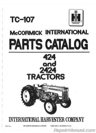 Details about   IH International 424 2424 Tractor Parts Manual Catalog tc-107 