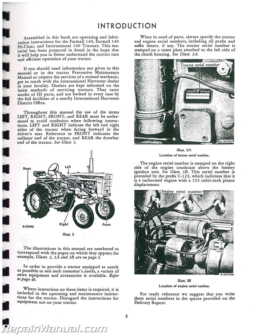 International Harvester Farmall 140 Operators Manual