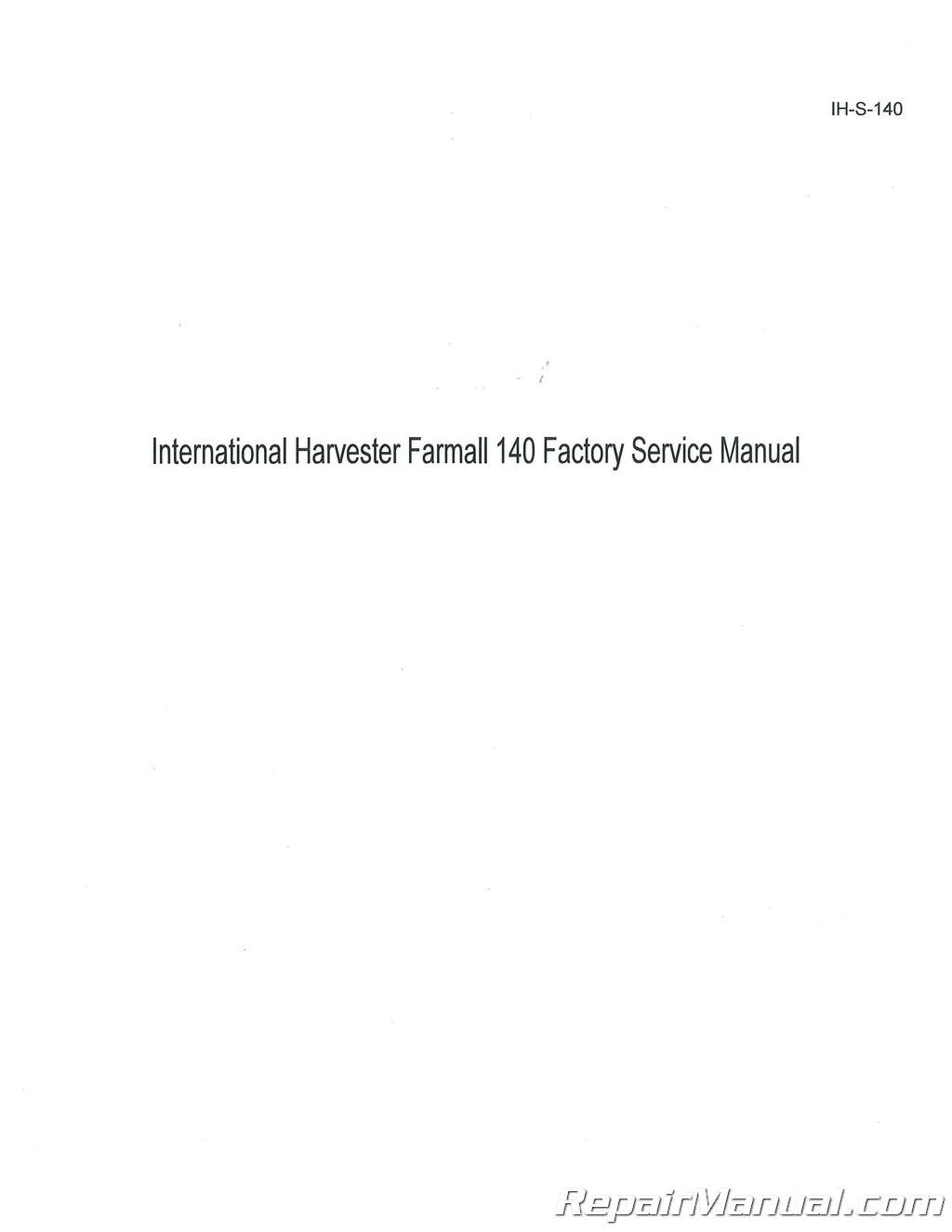 Operators Manual Fits Farmall International Harvester 140 Models RAP73112 RAP731 
