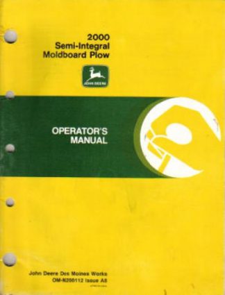 John Deere 2000 Semi-Integral Moldboard Plow Operators Manual