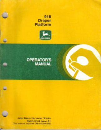 John Deere 918 Draper Platform Factory Operators Manual