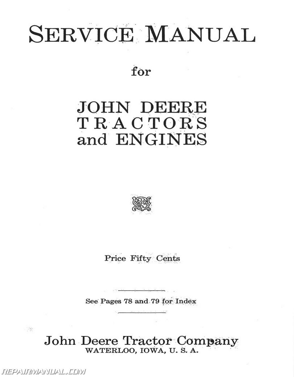 SERVICE OPERATORS MANUAL for JOHN DEERE A UNSTYLED TRACTOR GENERAL PURPOSE OWNER 