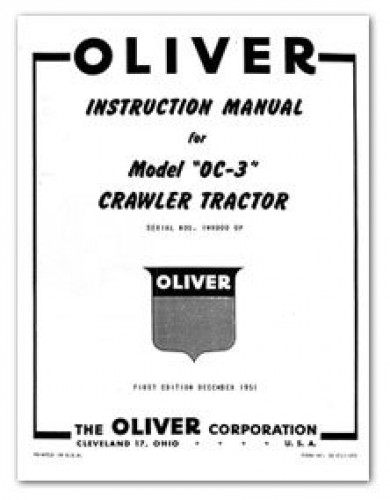 Oliver OC-3 Crawler Tractor Factory Instruction Manual