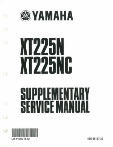 Used Official 2001 Yamaha XT225N NC Factory Service Manual Supplement