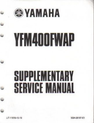 Used Official 2002 Yamaha YFM400FA Service Manual Supplement