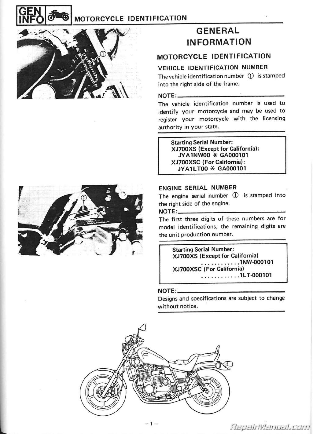 Yamaha XJ700 Maxim Service & Repair Manual XJ 700 1985 1986 
