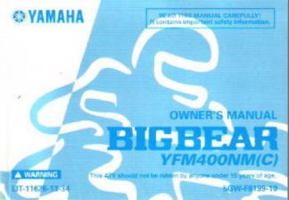 Official 2000 Yamaha YFM400NM NMC Big Bear ATV Owners Manual