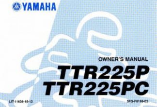 Official 2002 Yamaha TT-R225P PC Motorcycle Owners Manual