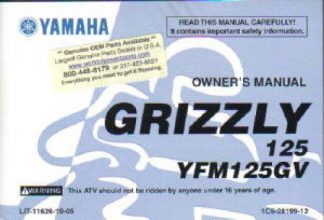 Official 2006 Yamaha YFM125GV Grizzly ATV Owners Manual