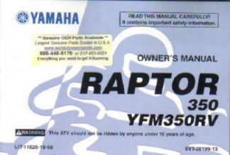 Official 2006 Yamaha YFM350RV Raptor ATV Owners Manual