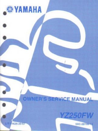 Official 2007 Yamaha YZ250W1 Factory Owners Service Manual