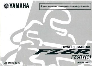 LIT-11626-22-58 2009 Yamaha XV19 Raider Motorcycle Owners Manual 