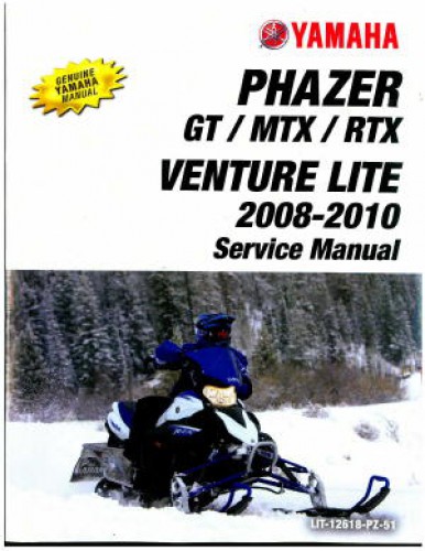 Official 2008-2010 Yamaha Phazer And Venture Lite PZ50 Snowmobile Factory Service Manual