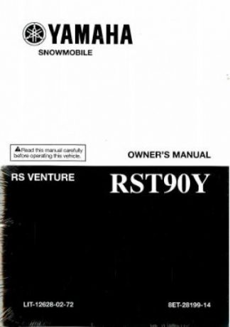 Official 2009 Yamaha RST90 RS Venture Snowmobile Owners Manual