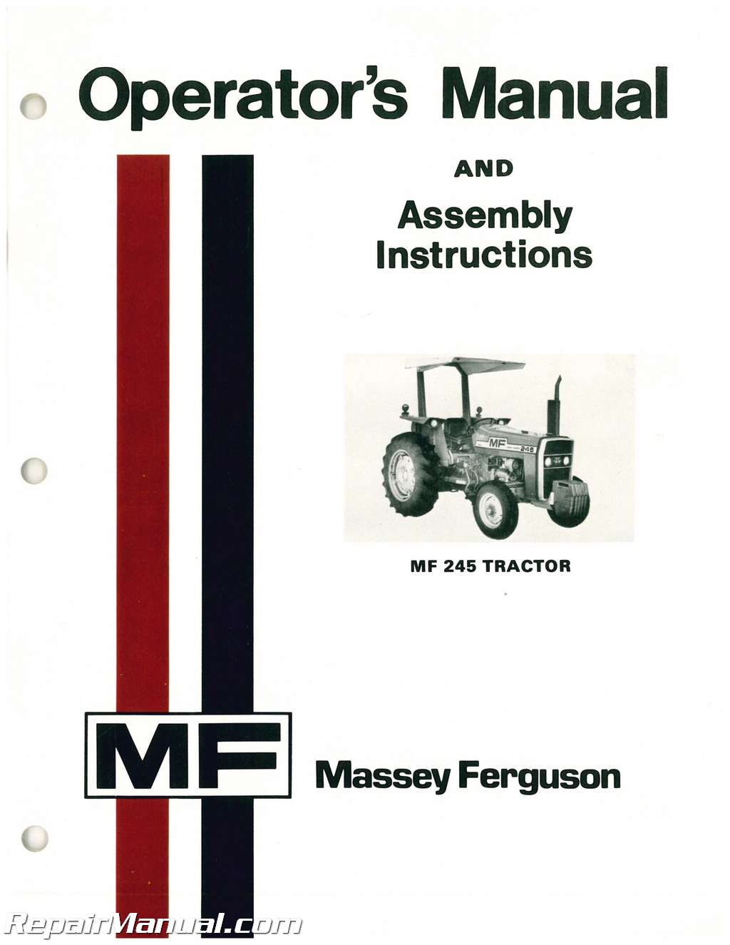 Massey Ferguson MF 245 MF245 Tractor Operators Manual 