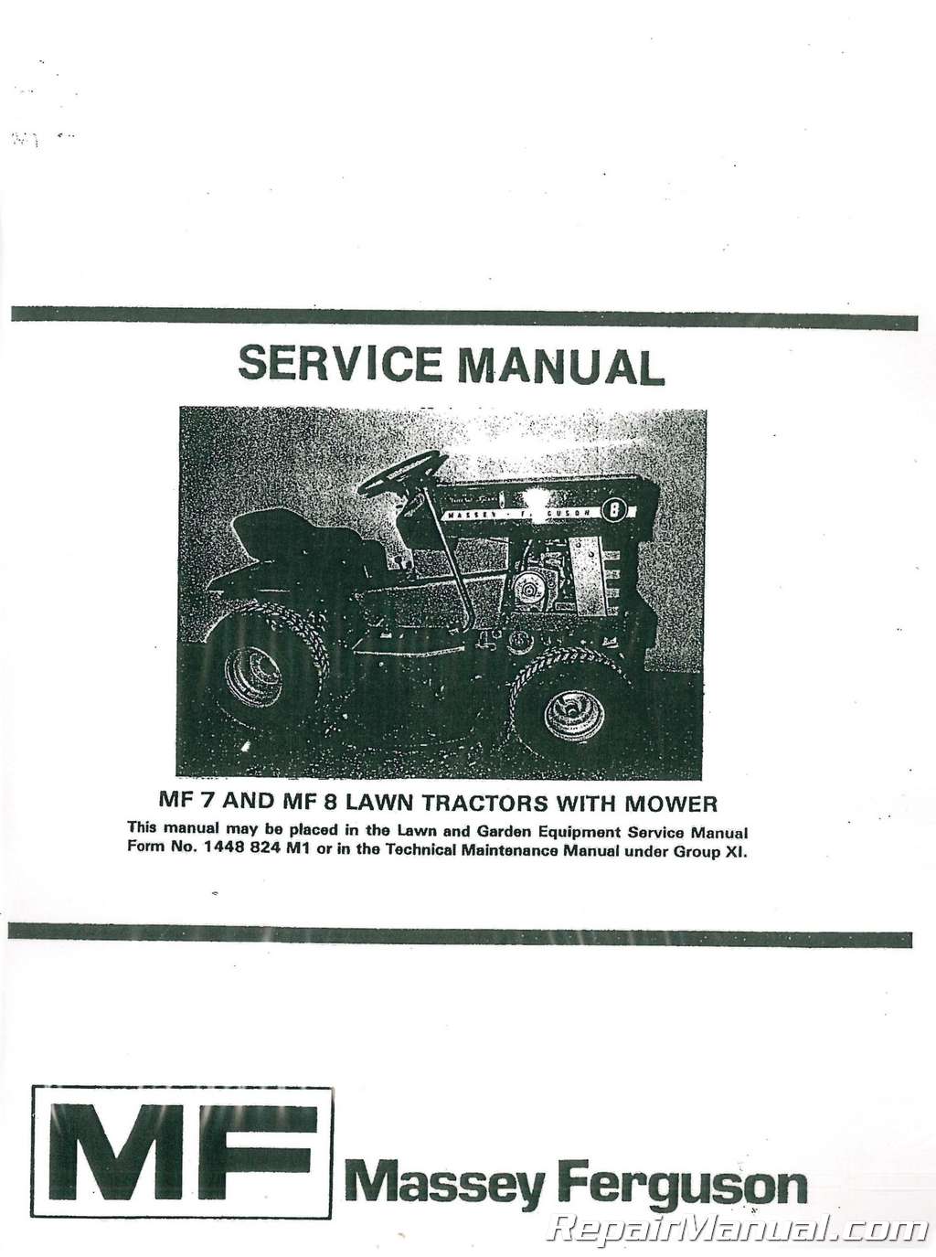 Massey Ferguson MF 10 12 MF10 MF12 Service Manual Lawn Garden Tractor 