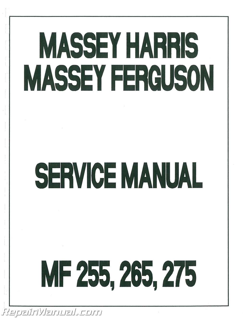 275 Tractors Service Manual Reproduction Massey Ferguson 255 265 
