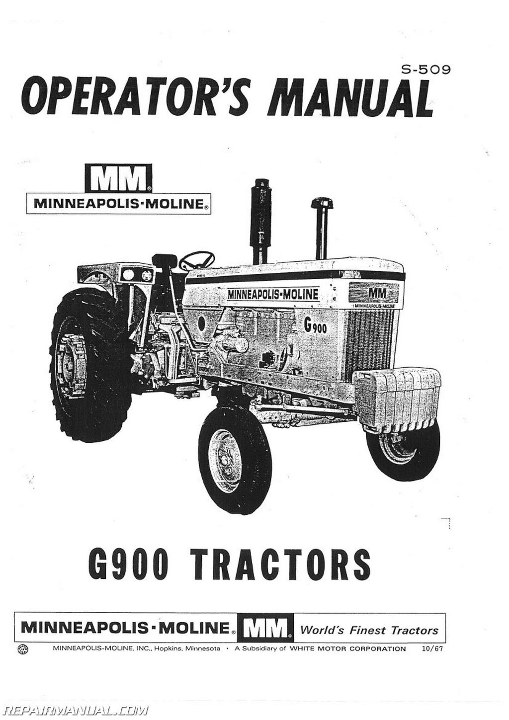Minneapolis Moline 445 Repair Part Manual Catalog 