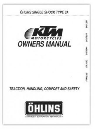 Official KTM OHLINS Type 3A Shock Absorber Owners Manual