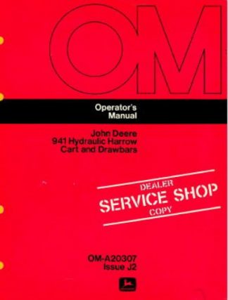 John Deere 941 Hydraulic Harrow Cart and Drawbars Operators Manual