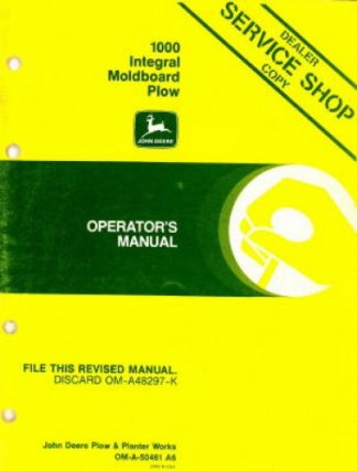 John Deere 1000 Integral Moldboard Plow Operators Manual