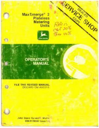 Used John Deere MaxEmerge 2 Plateless Metering Units Operators Manual