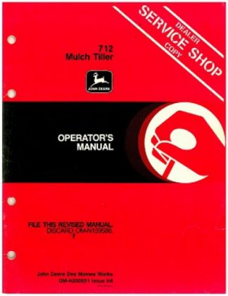 Used John Deere 712 Mulch Tiller Operators Manual