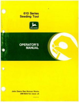 Used John Deere 610 Series Seeding Tool Operators Manual