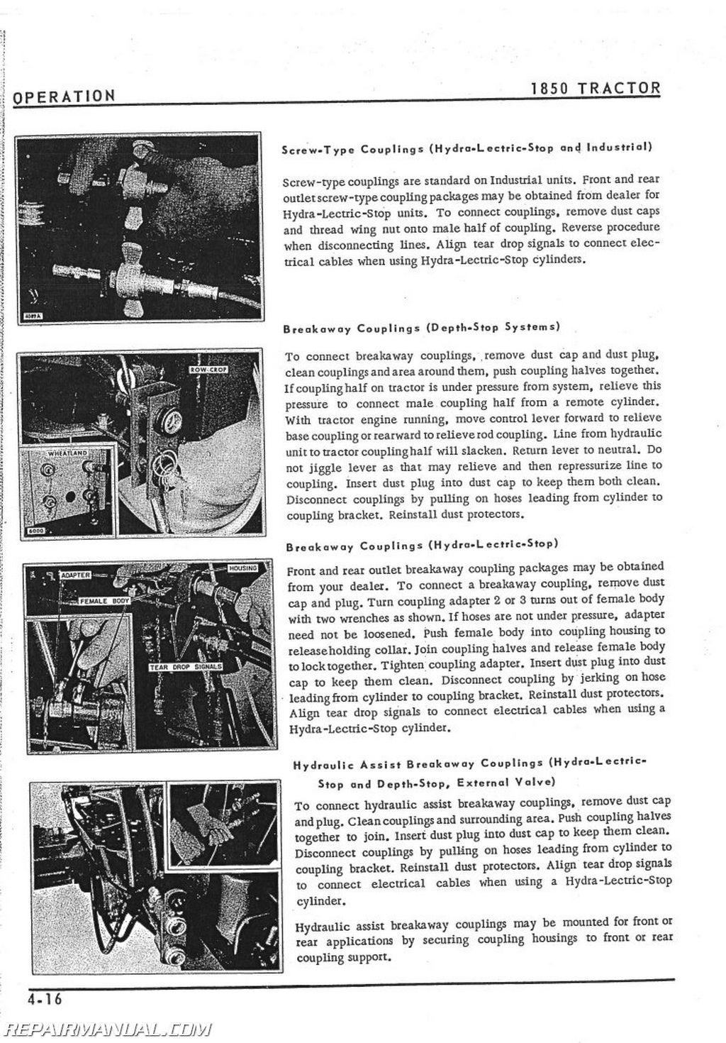 Oliver 1850 Gas Diesel Tractor Operators Manual OL 