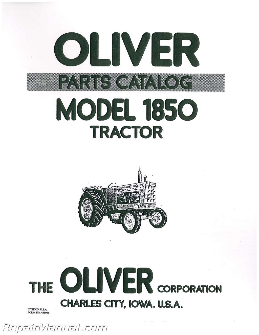 Oliver 1950-T Tractor Parts Catalog Manual