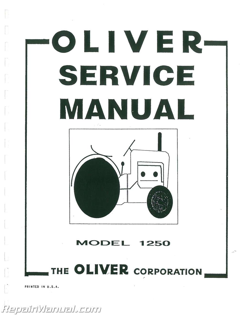 OLIVER 1250 TRACTOR OWNERS OPERATORS MANUAL MAINTENANCE 