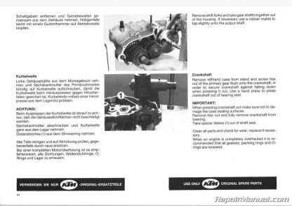 1987 KTM 250 MX Enduro Owners Repair Manual