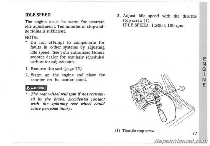 1987 Honda CN250 Helix Scooter Owners Manual