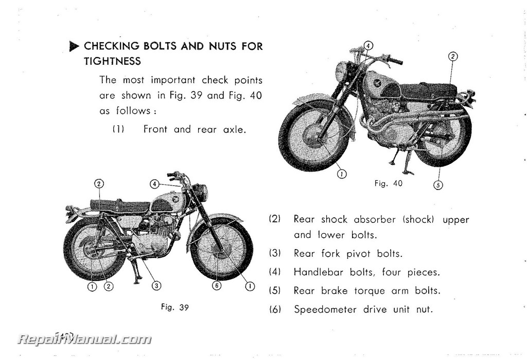 Honda CL72 250cc Scrambler 250 Parts List Motorcycle Manual