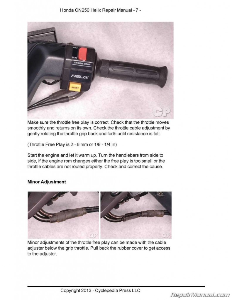 Honda CN250 Helix Scooter Printed Service Manual by Cyclepedia