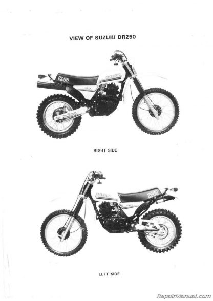1982 - 1985 Suzuki DR250 SP250 Motorcycle Service Manual