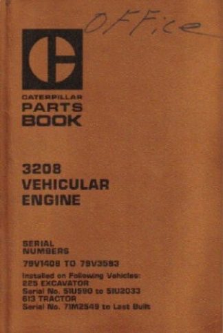 Used Caterpillar 3208 Vehicular Engine Factory Parts Manual