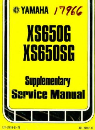 1980 Yamaha XS650G Special II and 1980 Yamaha XS650SG Special II Factory Service Manual Supplement