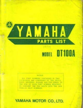 Used Official 1974 Yamaha DT100A Parts List Factory Parts Manual