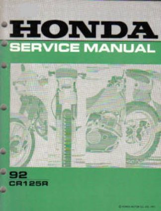 Used Official Honda CR125R 1992 Factory Shop Manual