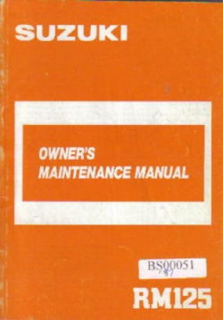 Used 1987 Suzuki RM125H Factory Owners Manual