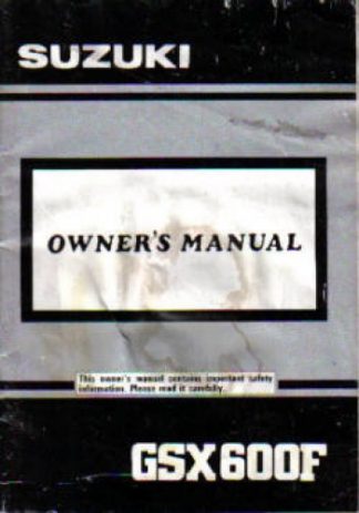 Used Official 1992 Suzuki GSX600FN Katana Owners Manual