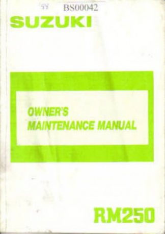Used Suzuki 1988 RM250J Factory Owners Manual