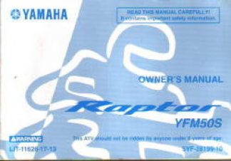 Used Official 2004 Yamaha YFM50S Raptor Owners Manual