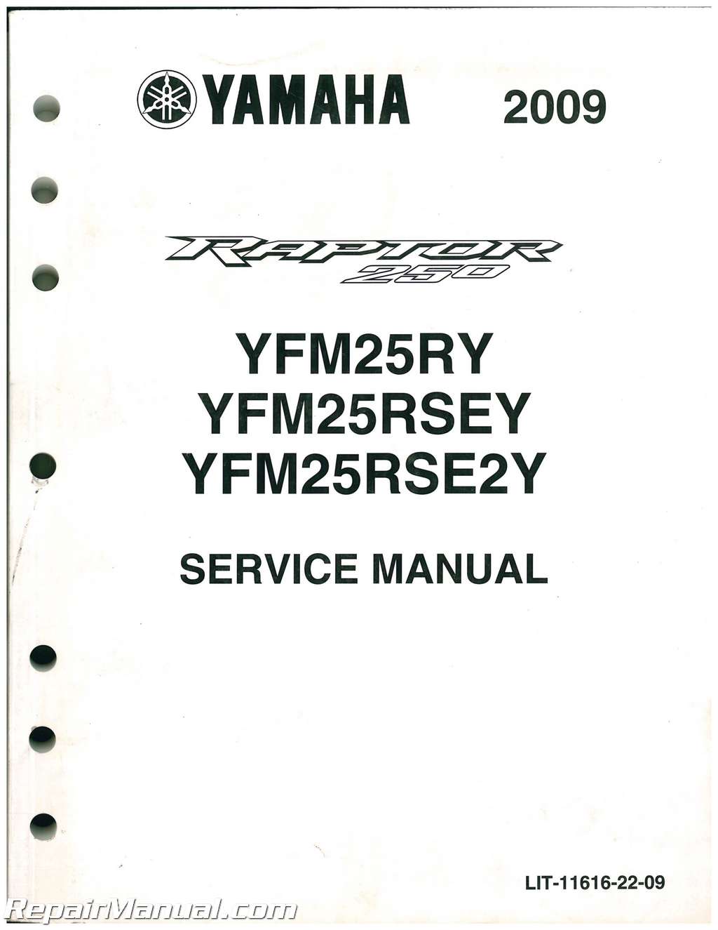 Yamaha Yfm250r Yfm250 Raptor 2009 servicio reparación Manual de taller 