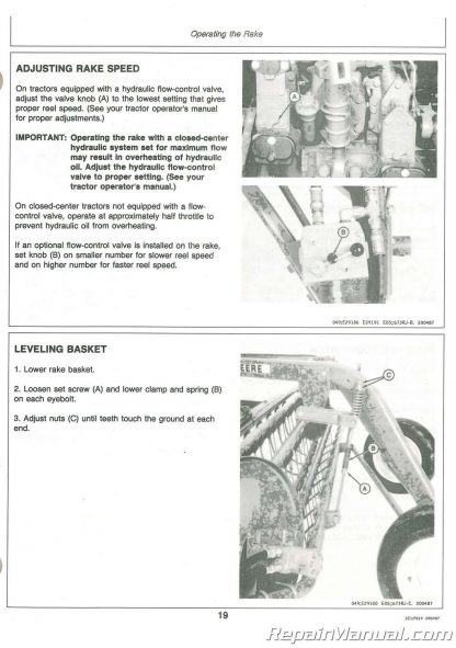John Deere 54  652 662 672 673 Side-Delivery Rake Operator's Manual 