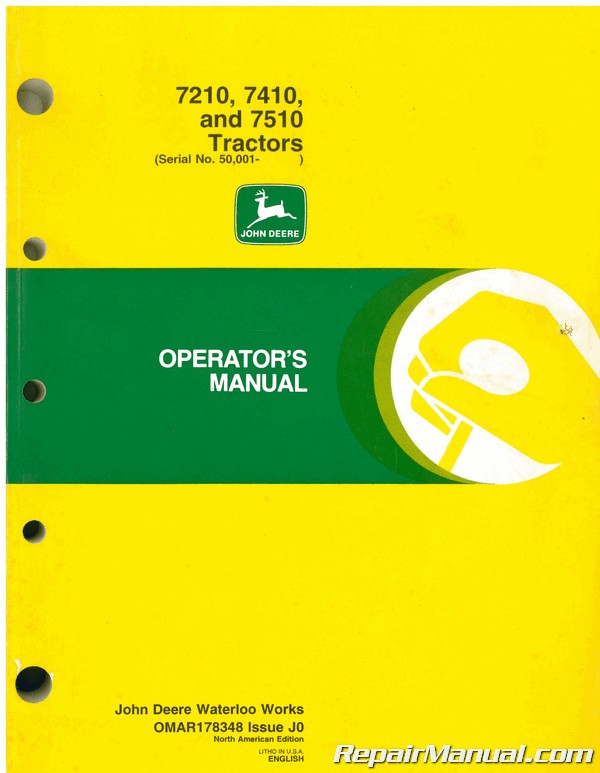 Used John Deere 7210 7410 7510 Tractors Operators Manual J0 eBay