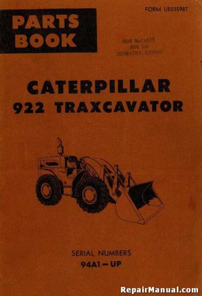 Caterpillar 922 Traxcavator Factory Parts Manual