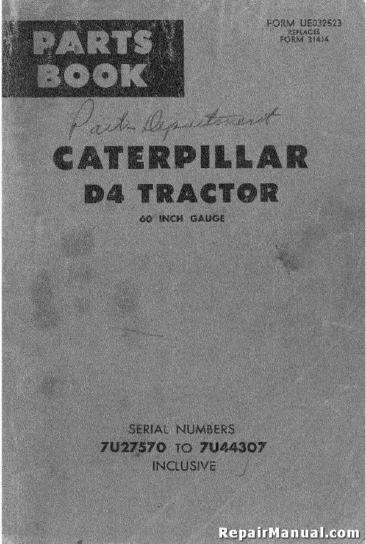 CAT CATERPILLAR D4D Tractor Dozer Crawler Parts Manual Book Catalog 60J series 