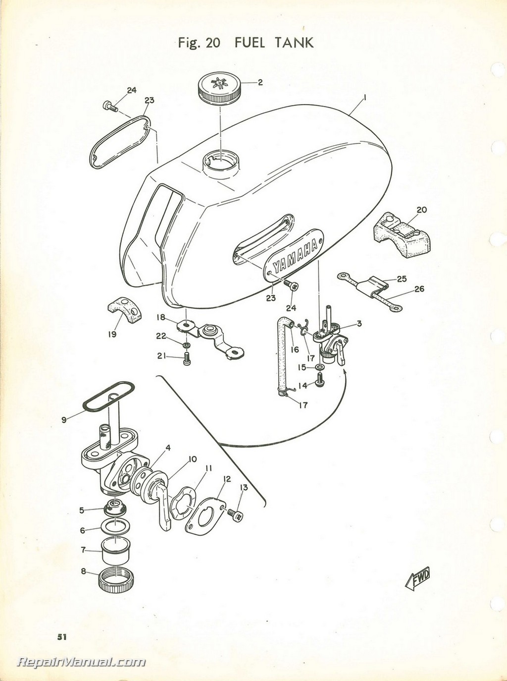 1968 Yamaha Dt1 Printed Motorcycle Parts Manual